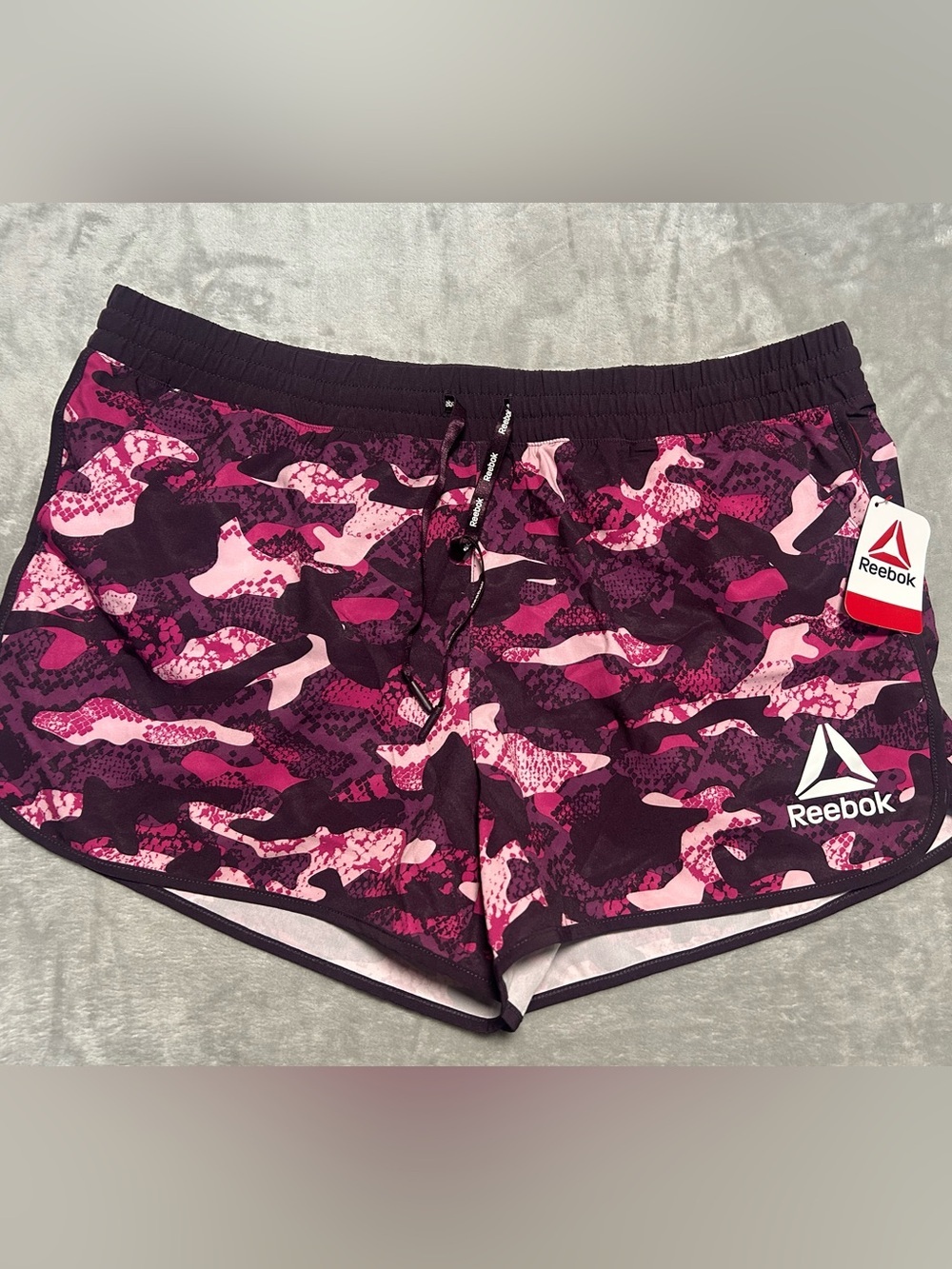 Reebok Relaxed Lined Shorts Women’s XL Purple Pink Drawstring Pockets